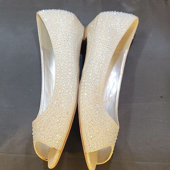 DAVID BRIDAL LOW WEDGE PEEP-TOES WITH CRYSTALS  WOMEN'S SHOE - Picture 12 of 16